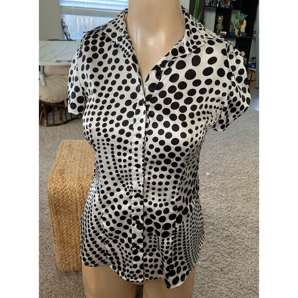 BCX Polka dot button down blouse sz S - Picture 1 of 7